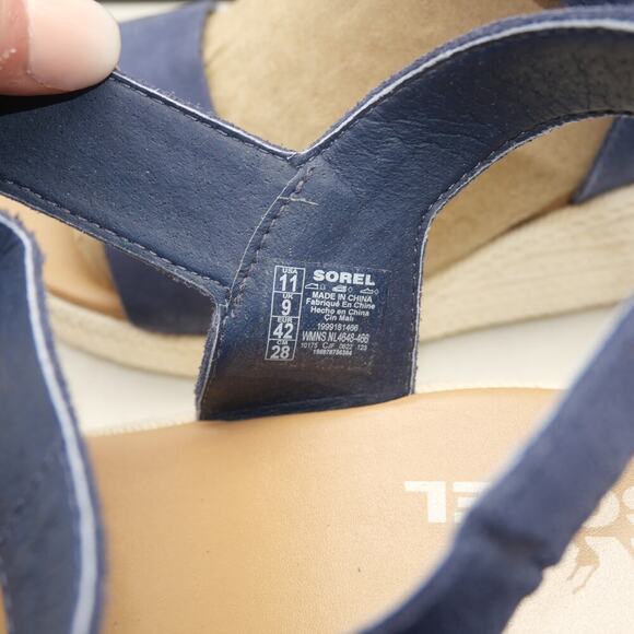 NEW SOREL Cameron Wedge Sandals in Nocturnal Blue Gum  Women's Size 11 - Picture 7 of 8